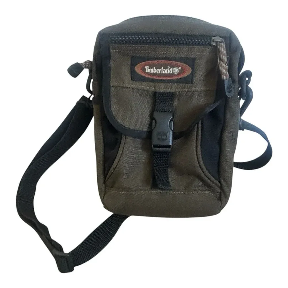 Vintage Timberland Crossbody Bag Olive Drab Canvas Mini Sling Shoulder Travel